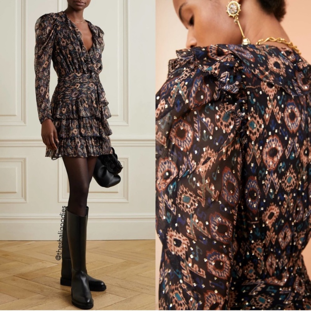 Ulla Johnson Esila Dress Size 0 Ikat Chiffon Mini Dress - Picture 5 of 13